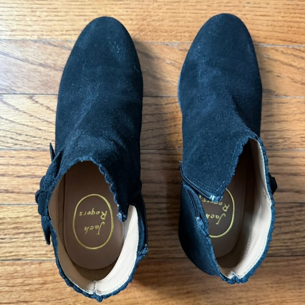 Women's Jack Rogers Kali Suede Ankle Boots with Scalloped Edge & Bow, Size: 6.5 - Picture 2 of 5